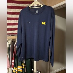 Michigan Wolverines Nike Dri Fit Long Sleeve Athletic Shirt Size Large